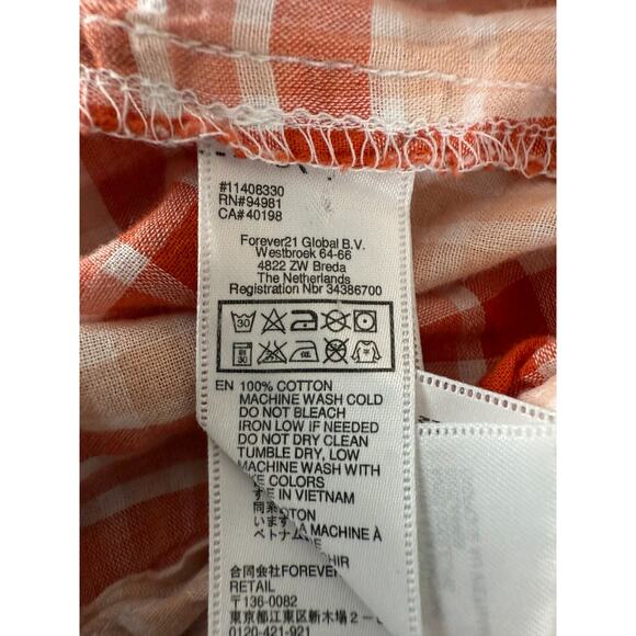 XXI Size M Plaid Cotton Button Top Salmon Long Sleeve Casual Pocket Collar - Picture 8 of 9